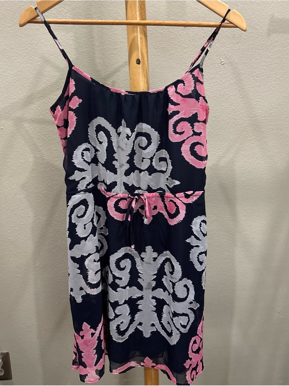 Dex 1965 Navy/Pink/Gray Slip Dress with Ikat print size XSmall